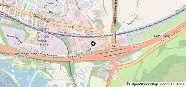 Map showing the location of Halliwell Jones North Wales BMW