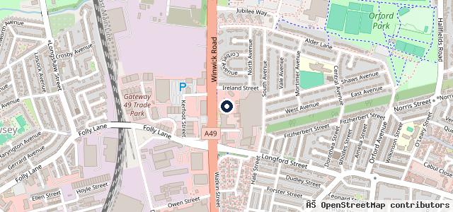 Map showing the location of Halliwell Jones Warrington BMW