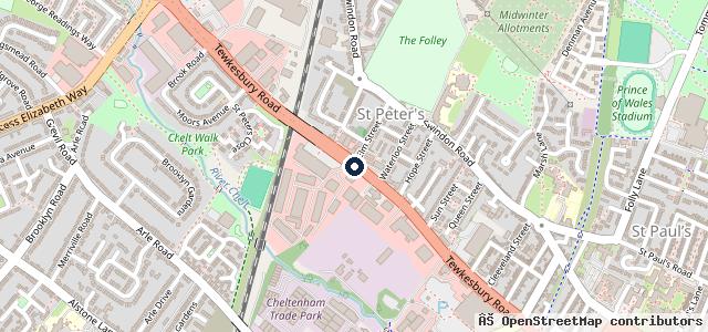 Map showing the location of Inchcape Volkswagen PDI Centre Cheltenham