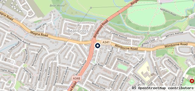 Map showing the location of Kwik Fit - Bournemouth - Ringwood Road