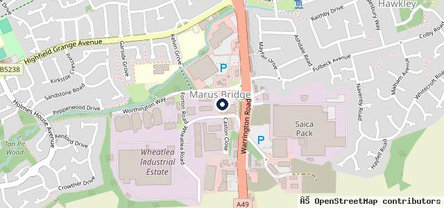 Map showing the location of Marus Bridge M O T Centre