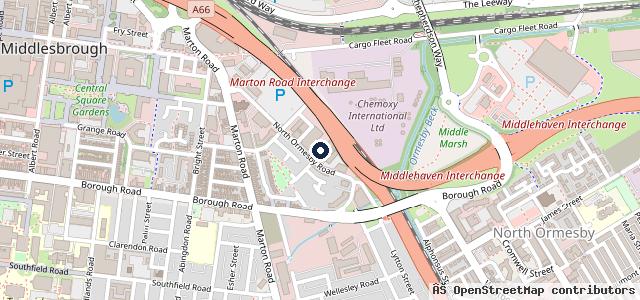 Map showing the location of Middlesbrough M O T Station
