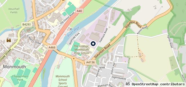 Map showing the location of Monmouth MOT Centre