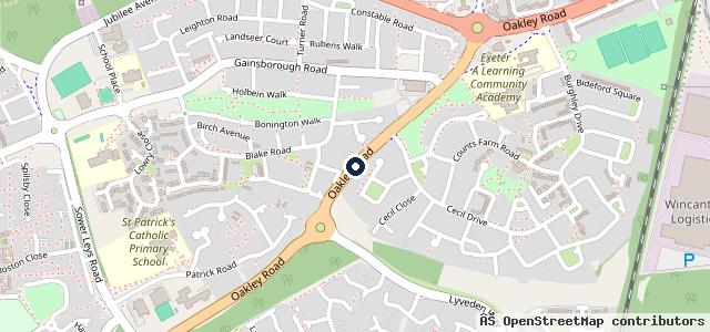 Map showing the location of Oakley Road Garage
