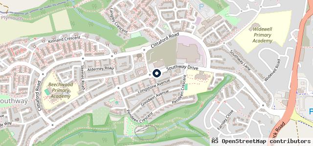 Map showing the location of Southway Service Station