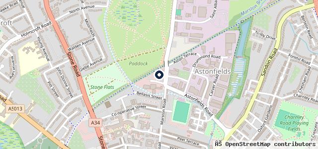 Map showing the location of Johnsons Volkswagen Stafford