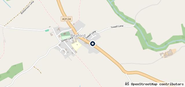Map showing the location of The Beaford Garage