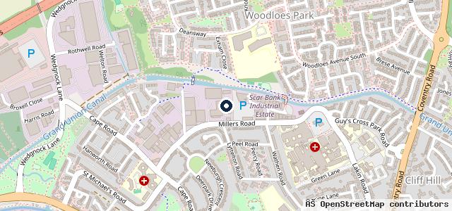 Map showing the location of Warwick Mot Centre