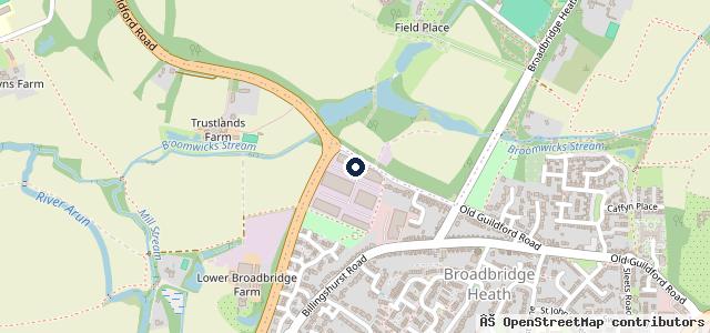 Map showing the location of Broadbridge Heath Garage ltd MOT and Service Centre