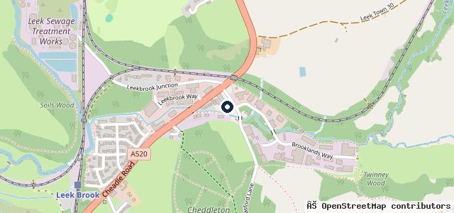 Map showing the location of Leek Transmission Centre