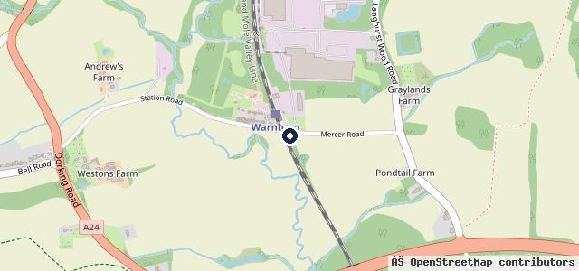 Map showing the location of Green's of Horsham