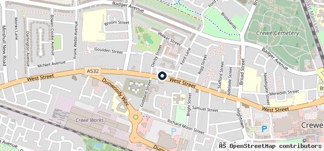 Map showing the location of Crewe Motorcycle Centre