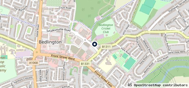 Map showing the location of A2B Mot Bedlington