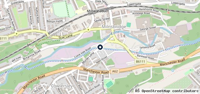 Map showing the location of Almondbury Garage Huddersfield