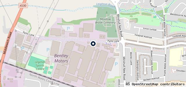 Map showing the location of Bentley Motors