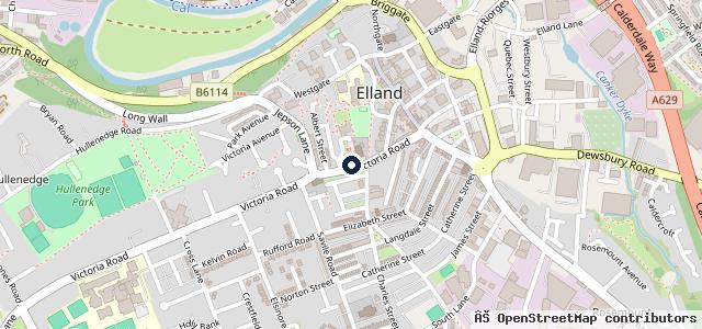 Map showing the location of Just Cars and Van Limited / Elland MOT Centre