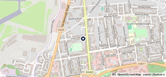 Map showing the location of Farnborough Car Care Centre
