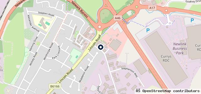 Map showing the location of Formula One Autocentres - Newark
