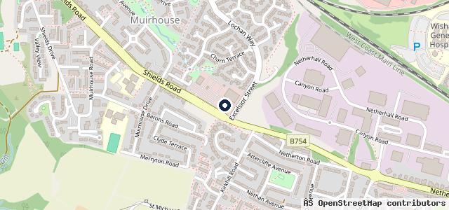 Map showing the location of Arnold Clark Motherwell Motorstore