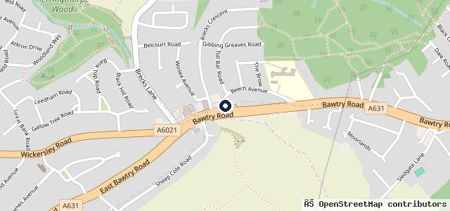 Map showing the location of Bawtry Road Service Station