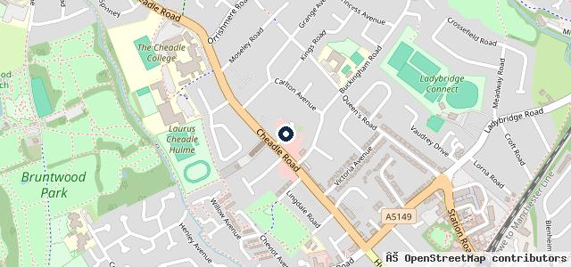 Map showing the location of Cheadle Hulme Mot Centre