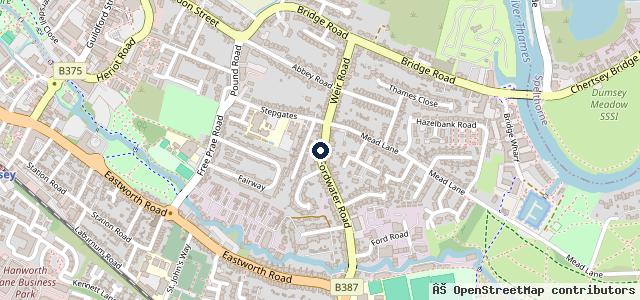 Map showing the location of Merityre Specialists Chertsey