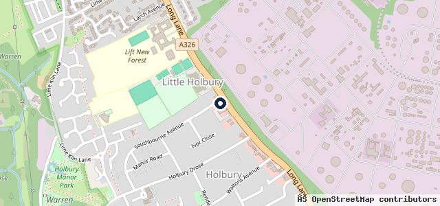 Map showing the location of Holbury Service Station