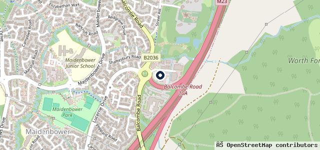 Map showing the location of Harwoods Crawley Audi