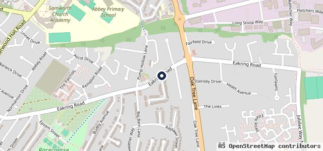 Map showing the location of Crown Farm Garage