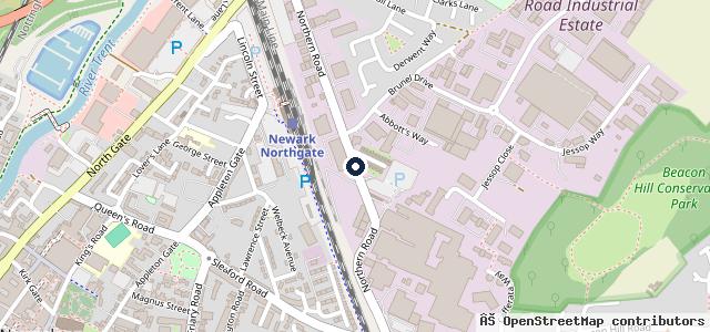 Map showing the location of Newark M O T Centre