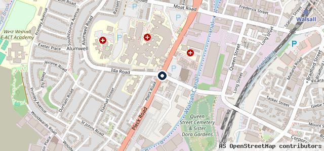 Map showing the location of Evans Halshaw Ford Walsall