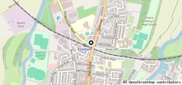 Map showing the location of Vauxhall Baylis Evesham