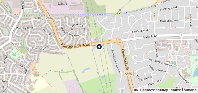Map showing the location of Radcliffe Tyre Centre (Garage, Service & M.O.T)