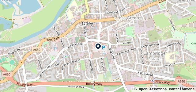 Map showing the location of Kwik Fit - Otley
