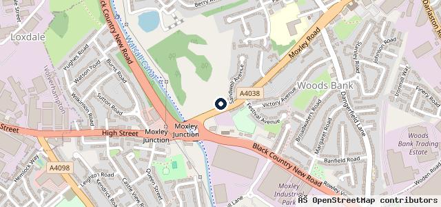 Map showing the location of Moxley Road Service Station