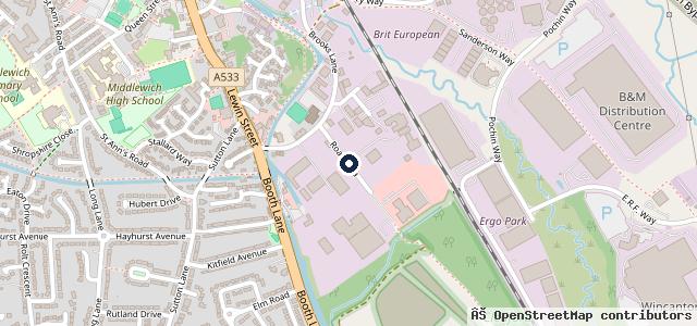 Map showing the location of Martins MOT Test Centre