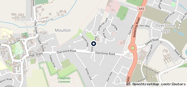 Map showing the location of Moulton MOT Centre