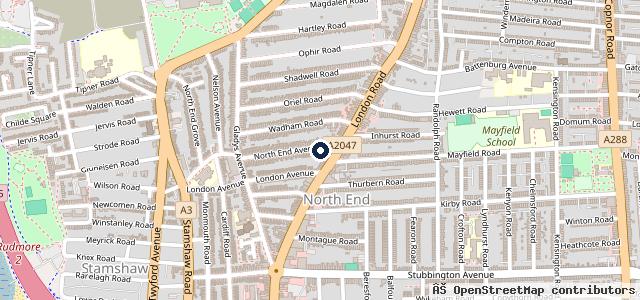 Map showing the location of North End M.O.T. Centre
