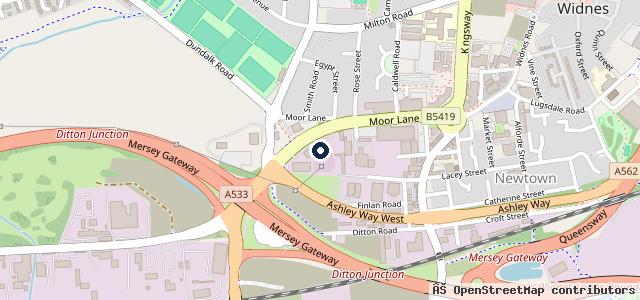 Map showing the location of Vertu Nissan Widnes