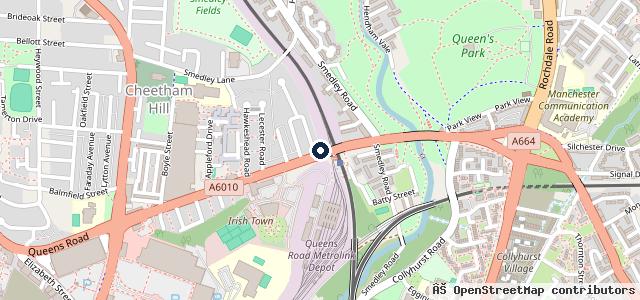 Map showing the location of Queens Garage
