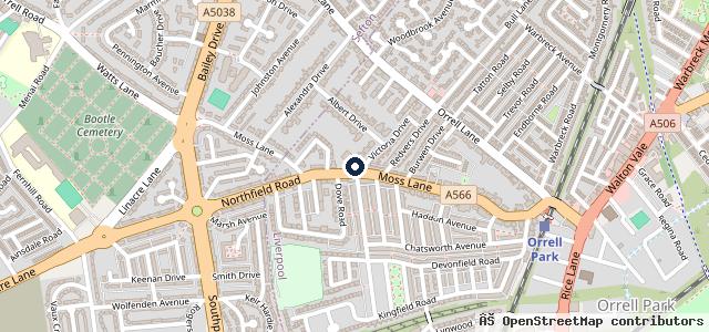 Map showing the location of Moss Lane Hand Car Wash
