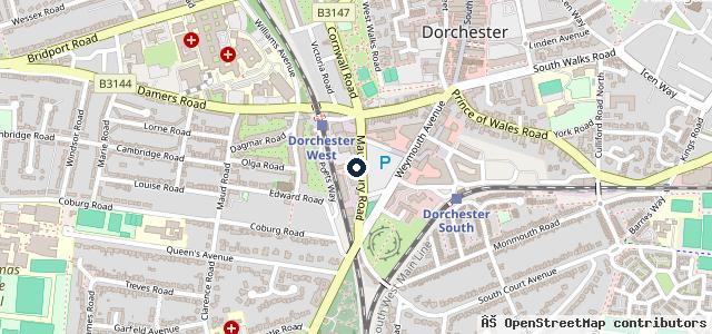 Map showing the location of Setyres Dorchester