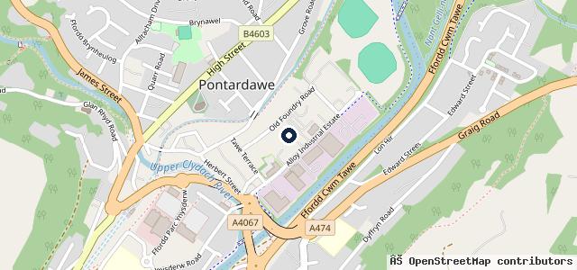 Map showing the location of Swansea Valley M O T Centre