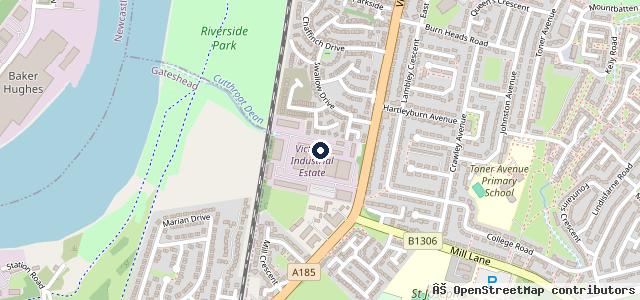 Map showing the location of Hebburn MOT & Repair Centre Ltd