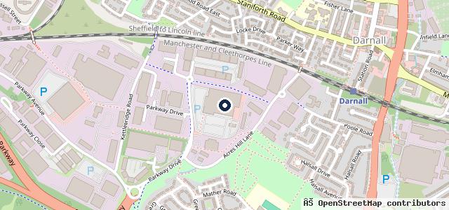 Map showing the location of Costco Sheffield