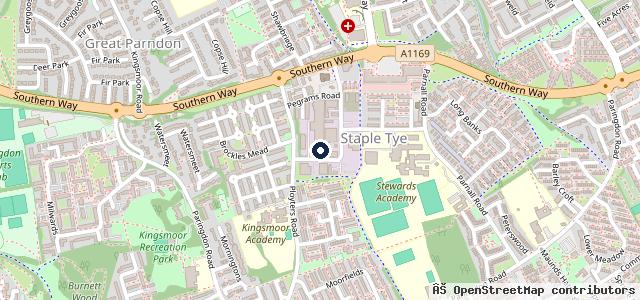 Map showing the location of Harlow Motors