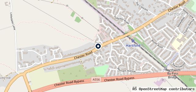Map showing the location of Hartford MOT Centre