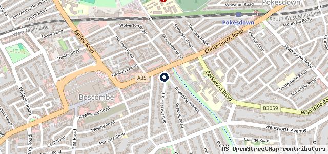 Map showing the location of Boscombe Manor Garage