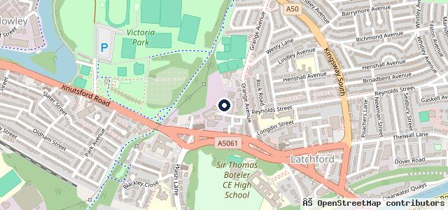 Map showing the location of Warrington MOT Centre