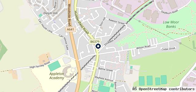 Map showing the location of Crown Garage Mot Centre Wyke Bradford